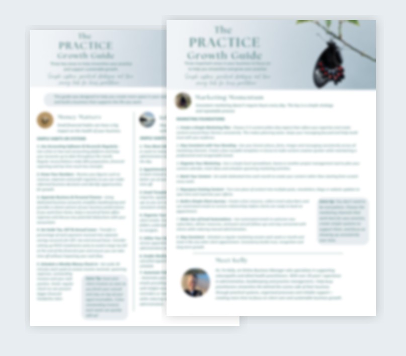 Preview of The Practice Growth Guide pages